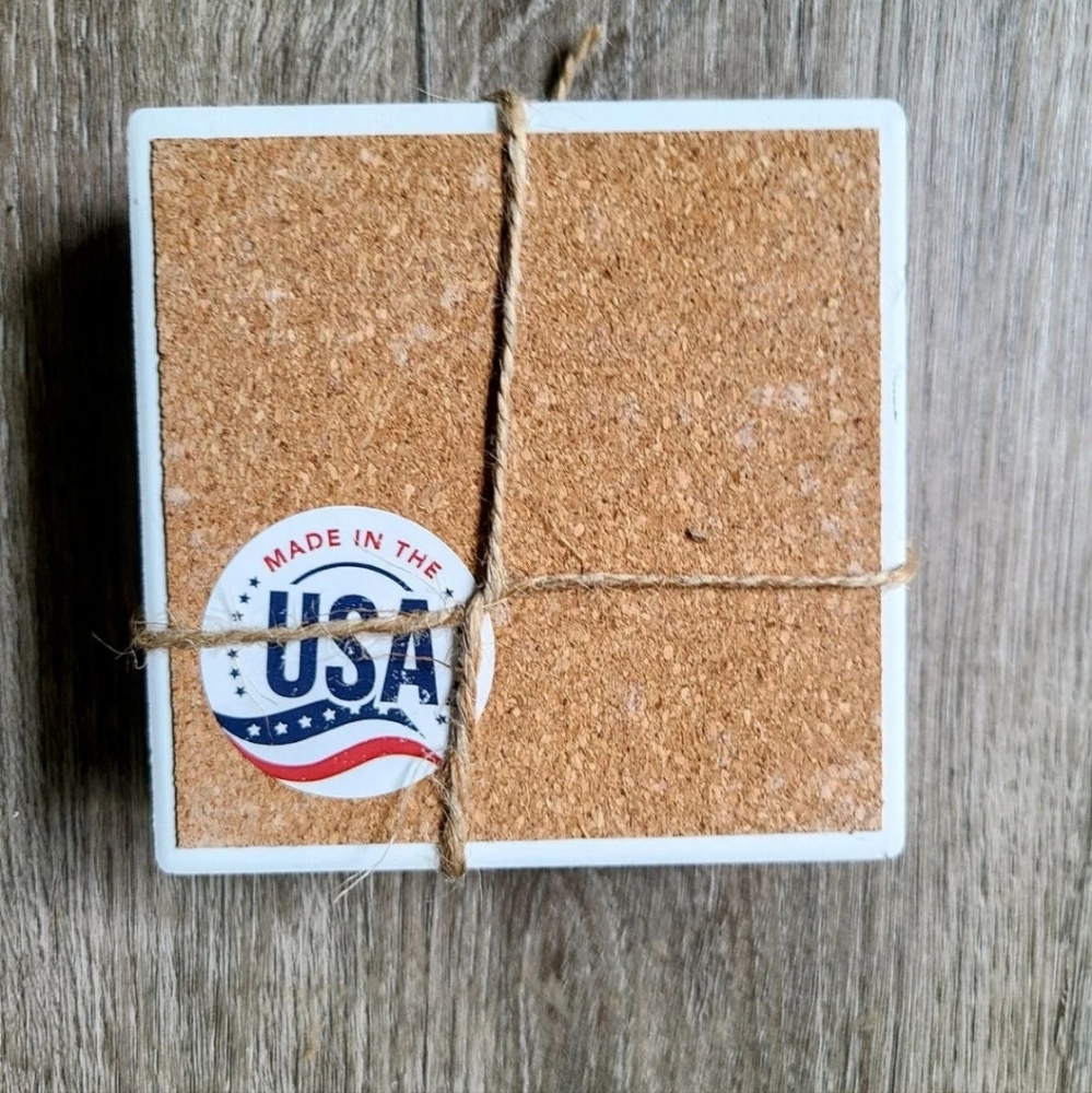 New Ceramic Mr. & Mrs. 4" Coaster Set - Picture 3 of 3